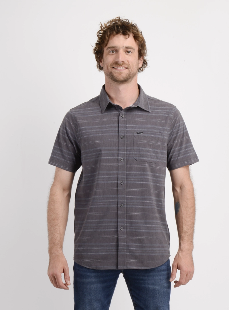 CAMISA MANGA CORTA TRVLR TRAVERSE STRIPE GRIS OSCURO L