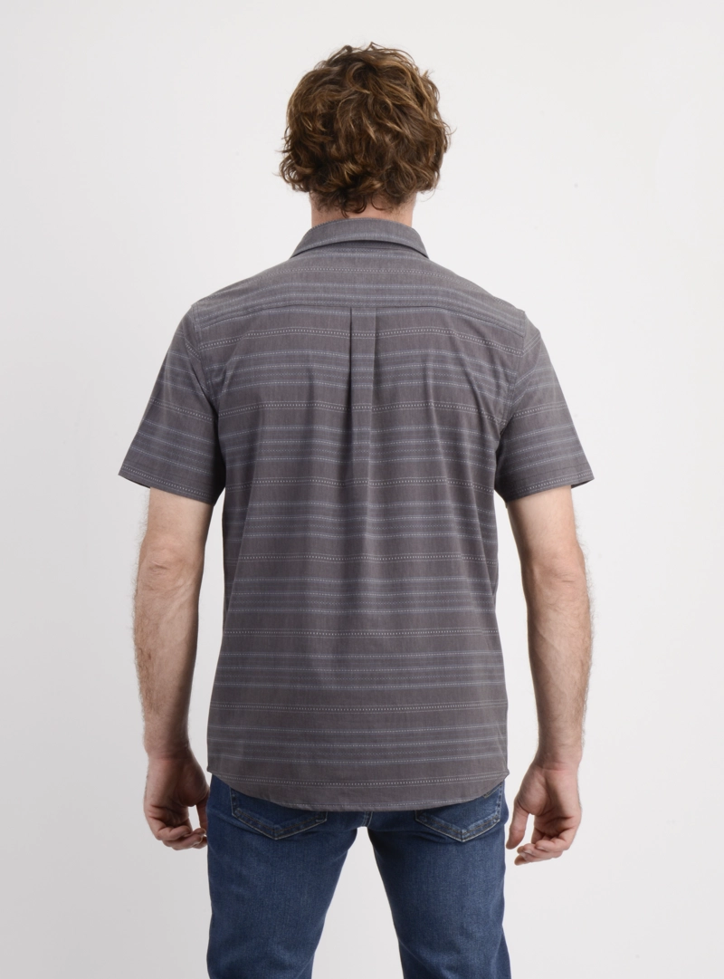CAMISA MANGA CORTA TRVLR TRAVERSE STRIPE GRIS OSCURO - 2