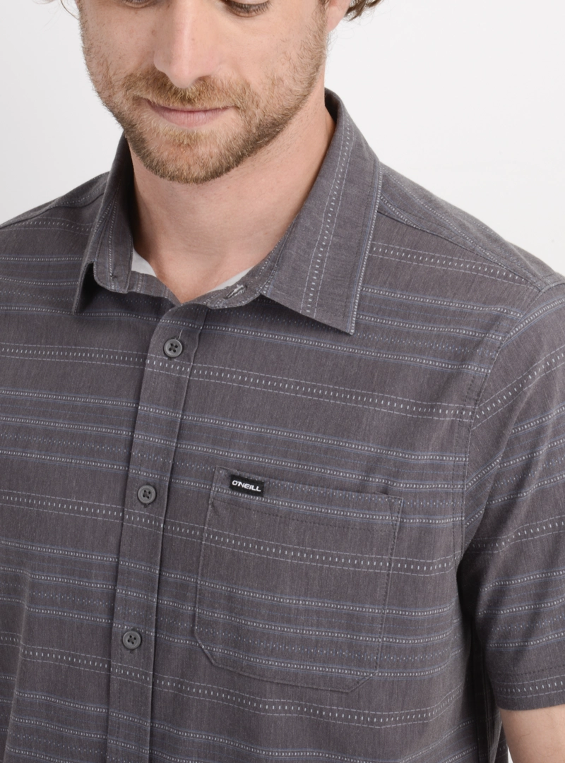 CAMISA MANGA CORTA TRVLR TRAVERSE STRIPE GRIS OSCURO - 5