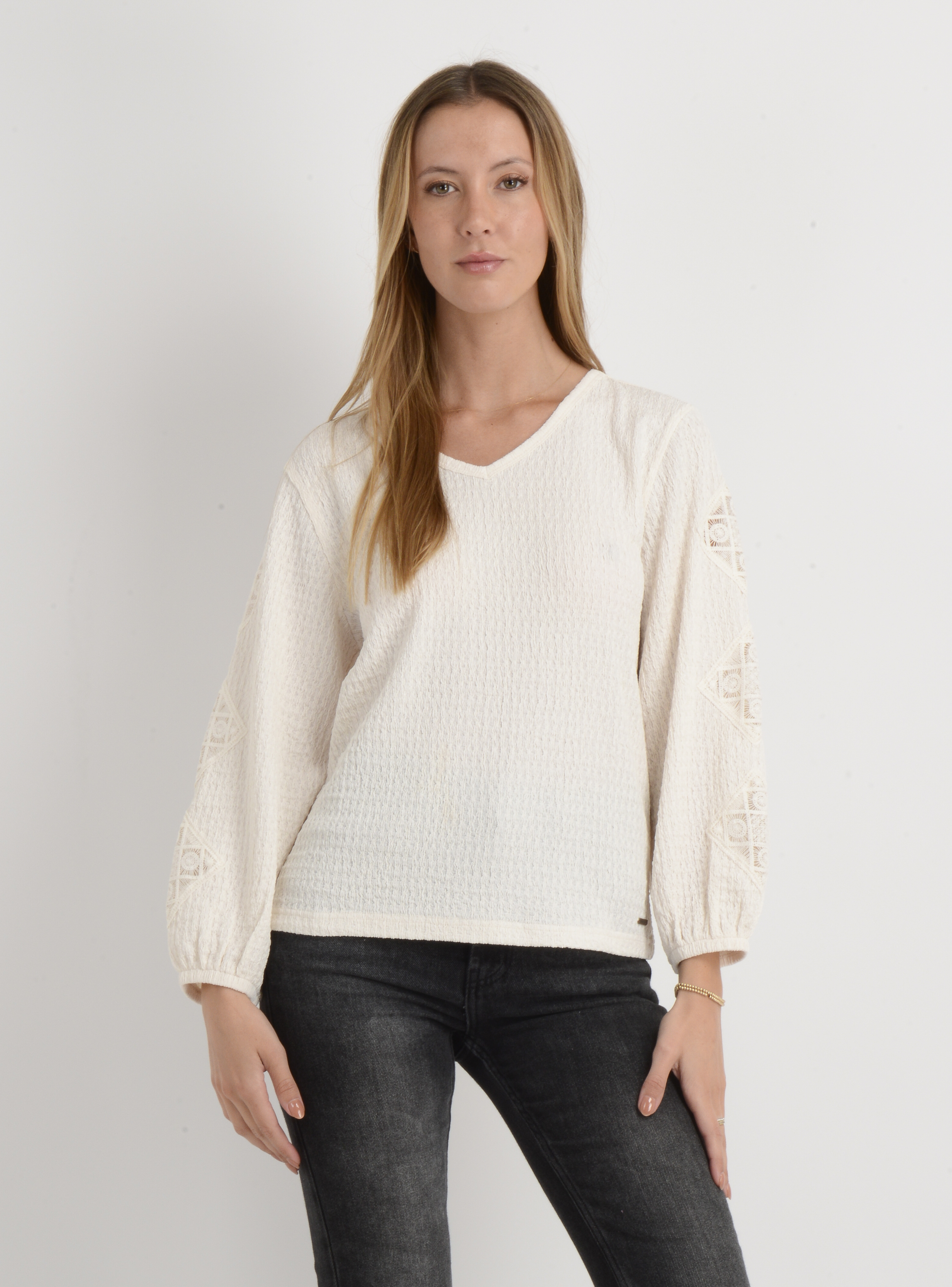 POLERA MANGA LARGA BRAYTON BEIGE CLARO - 1