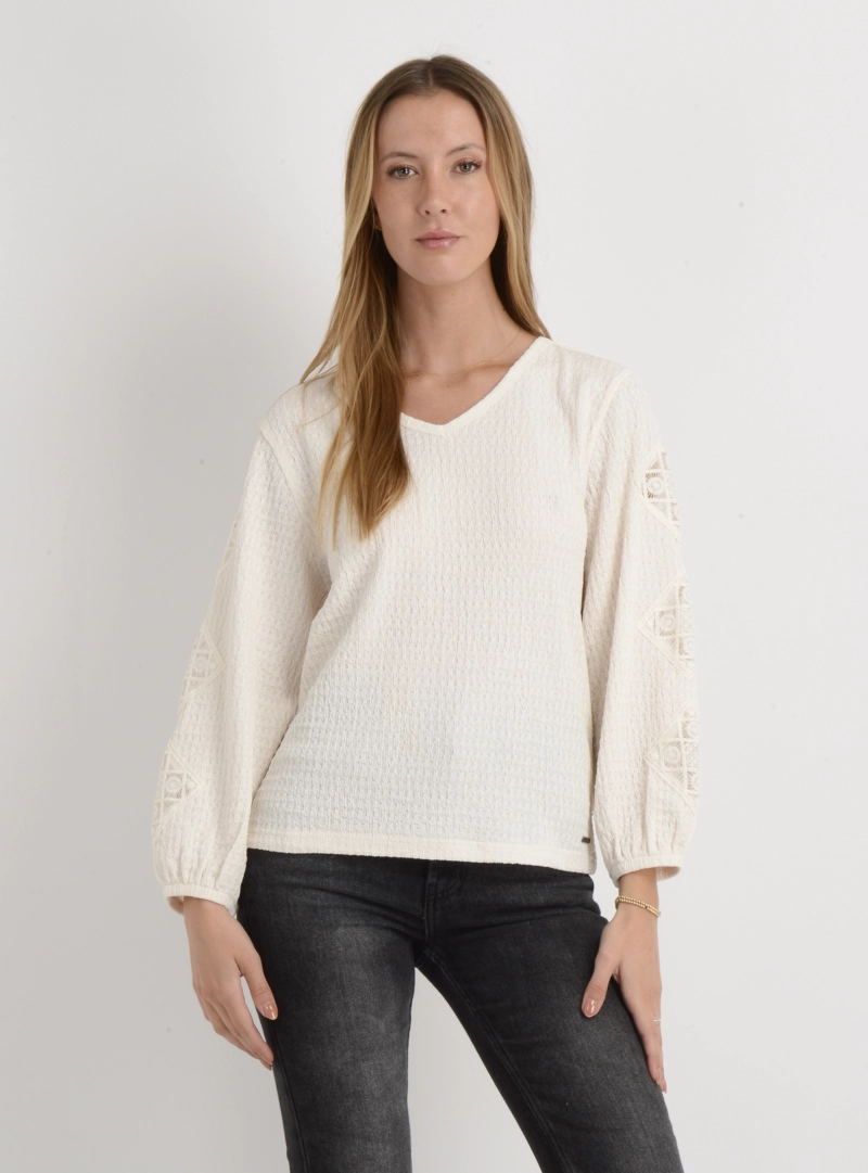 POLERA MANGA LARGA BRAYTON BEIGE CLARO - 1