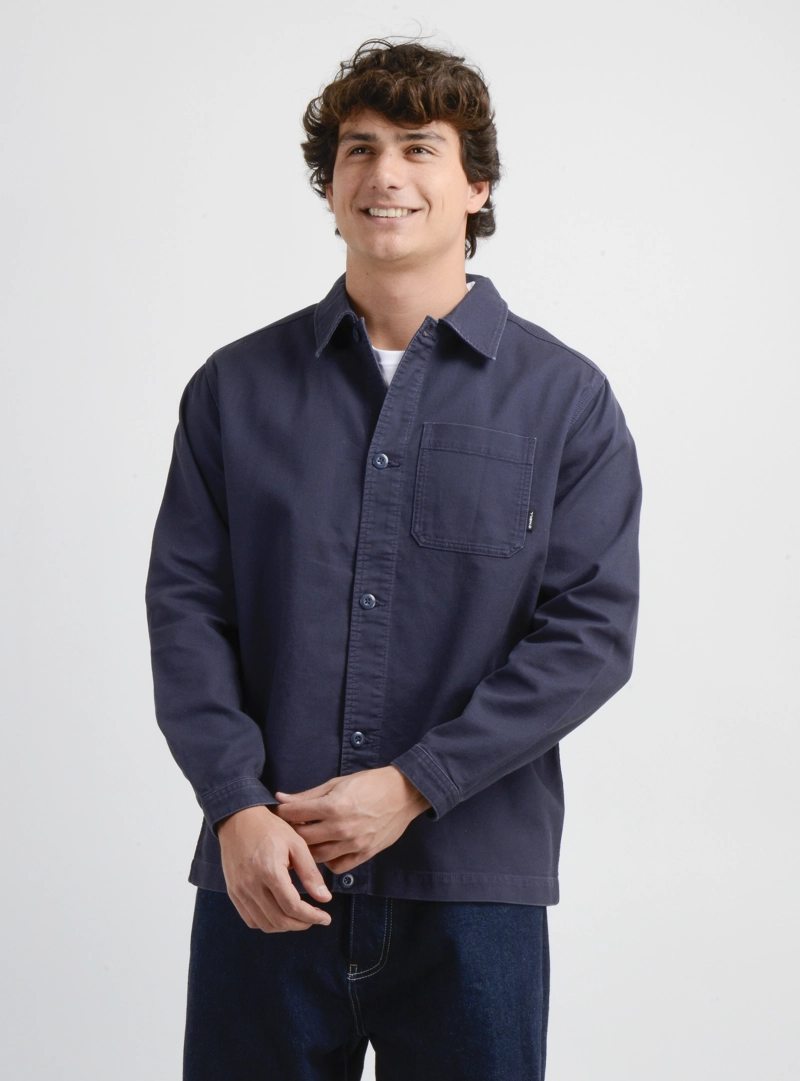CAMISA MANGA LARGA MAXWELL AZUL OSCURO - 1