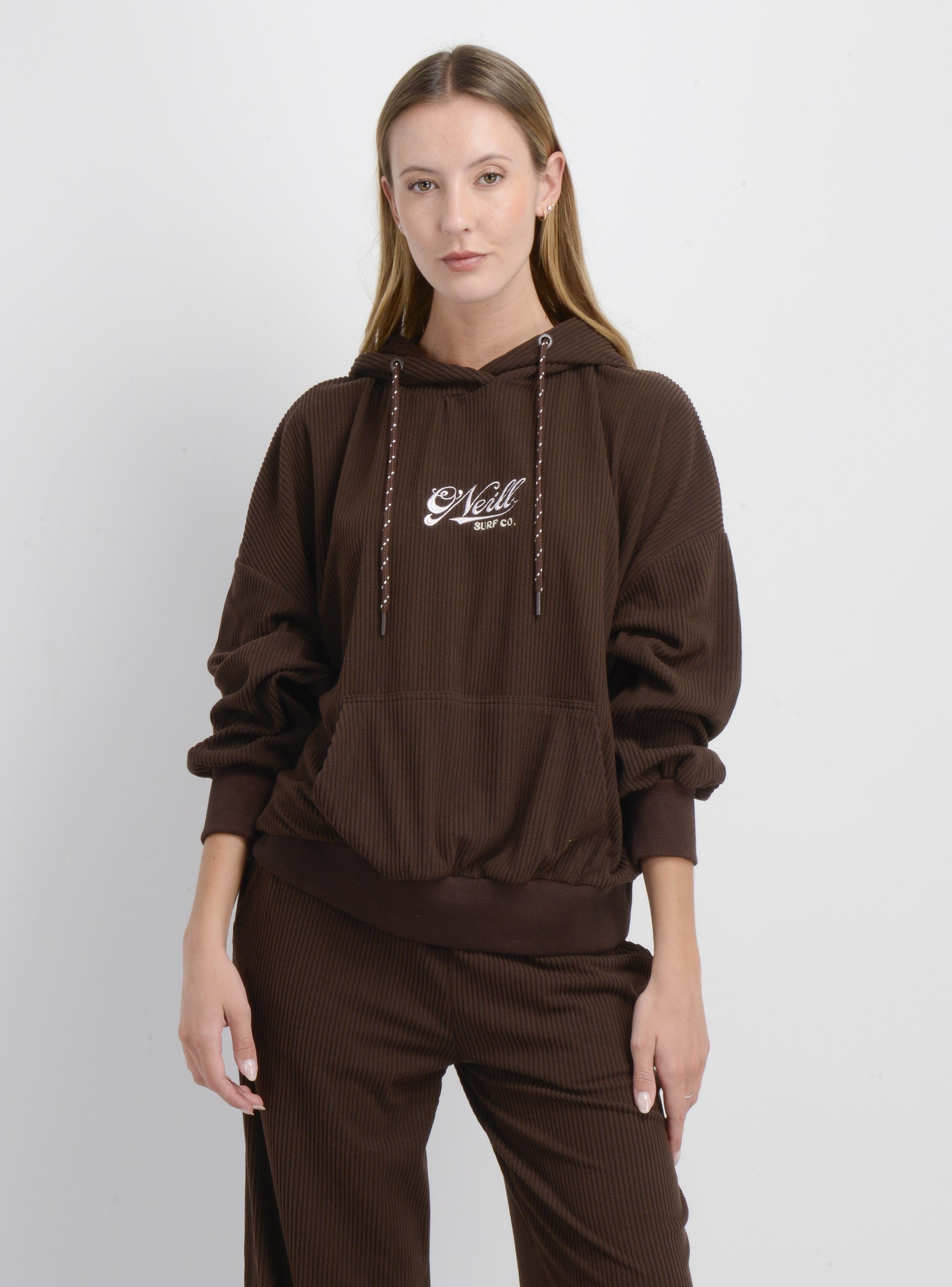 POLERON HOODIE ACANALADO JULY CAFE - 1