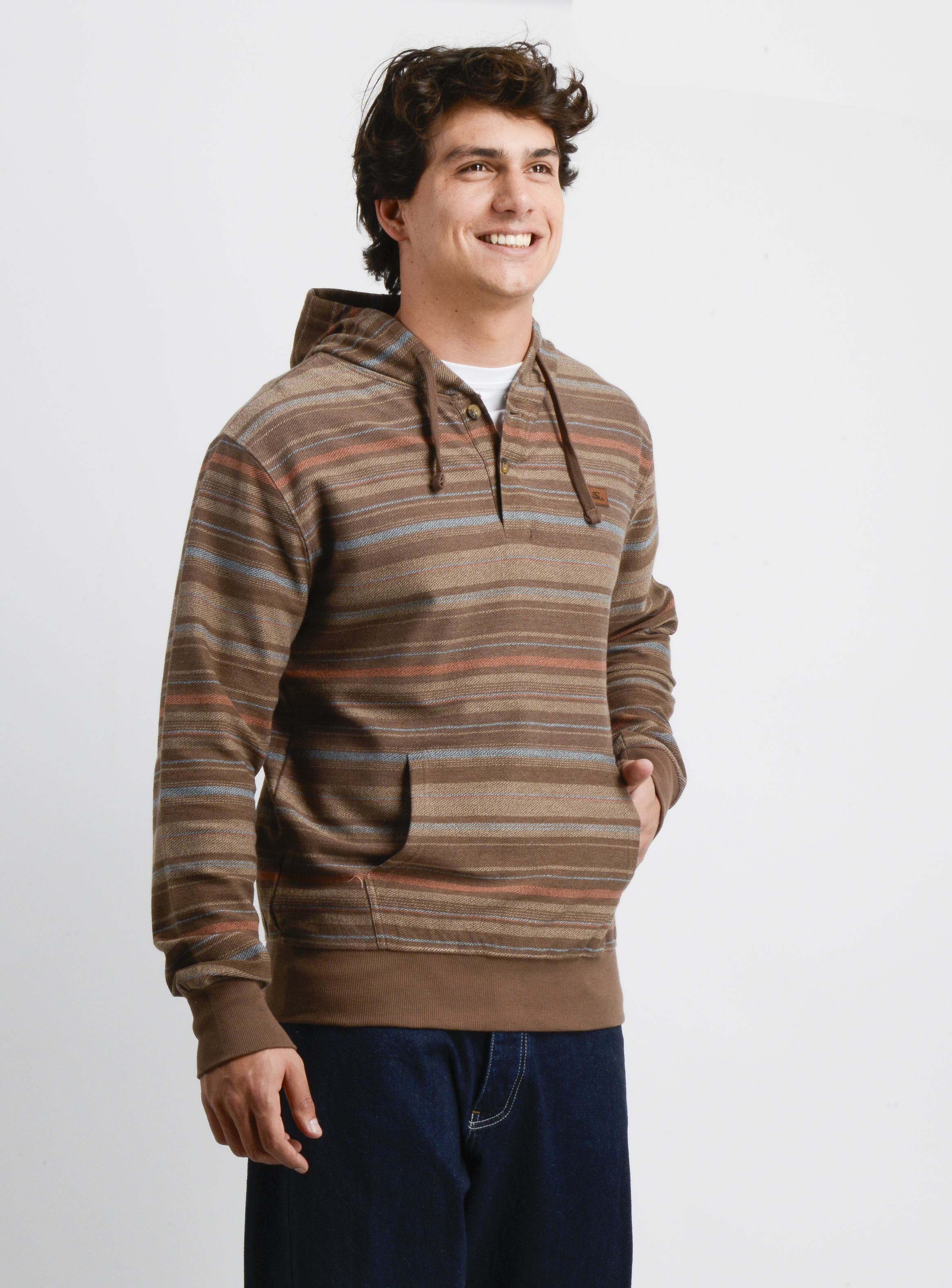 POLERON HOODIE BAVARO STRIPE II CAFE - 4