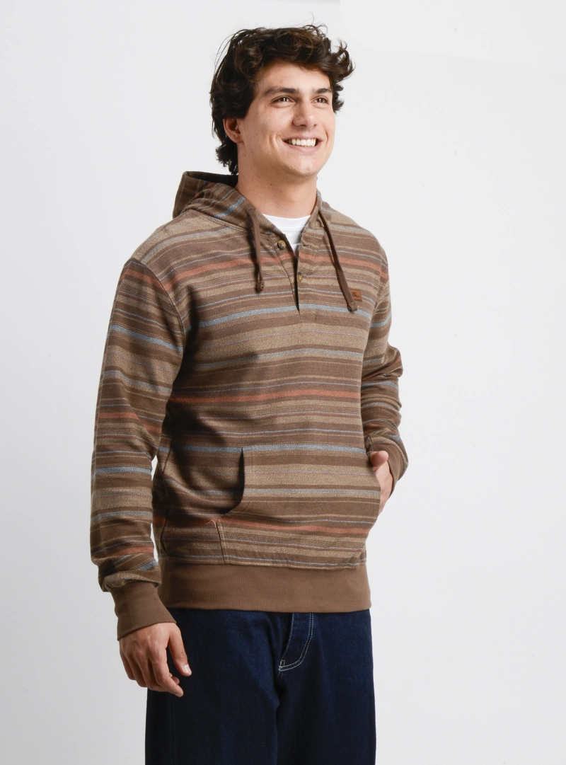 POLERON HOODIE BAVARO STRIPE II CAFE - 4