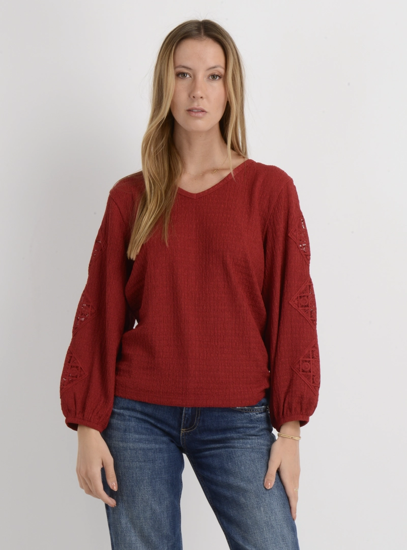 POLERA MANGA LARGA BRAYTON ROJO OSCURO - 1
