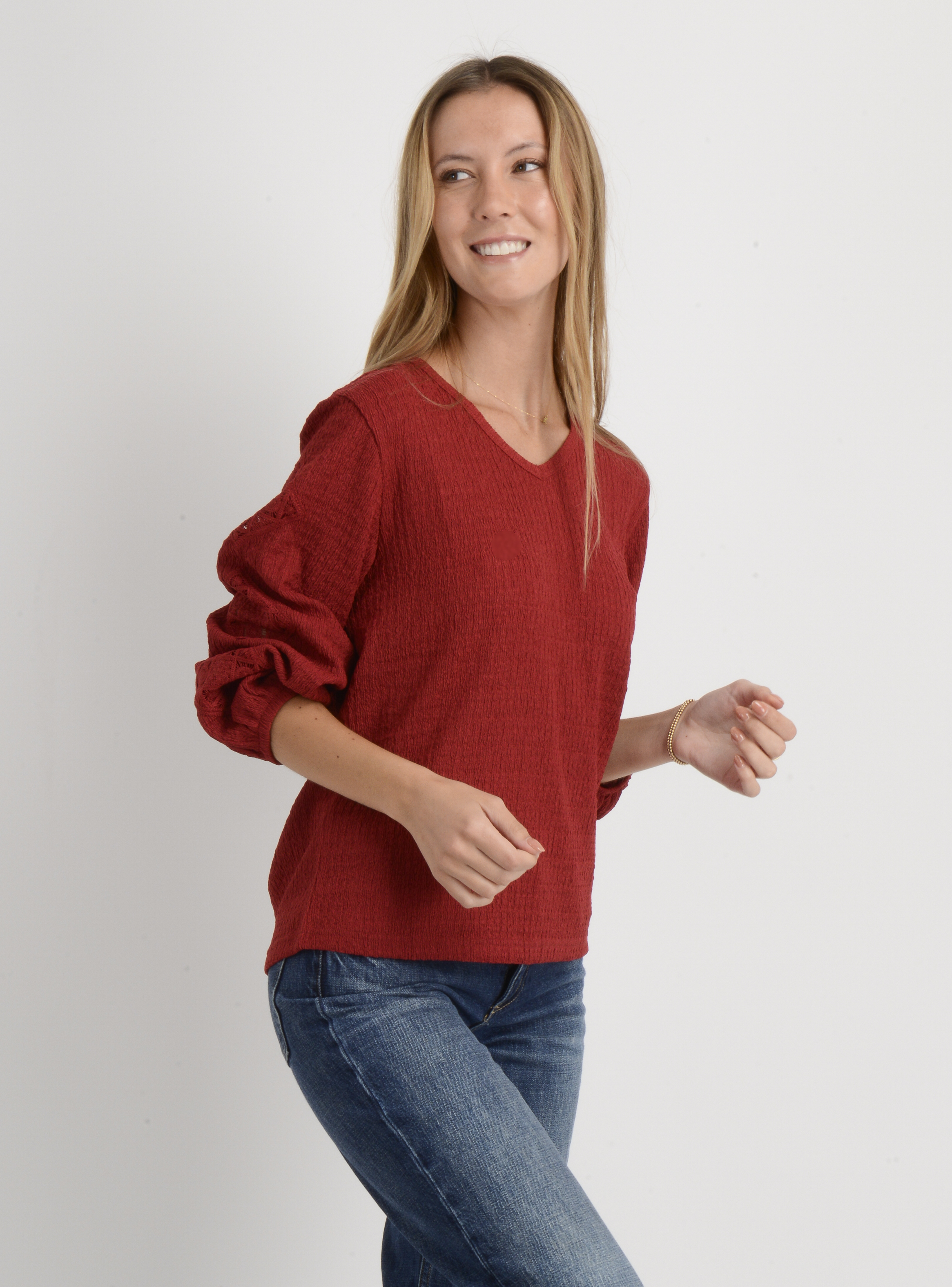 POLERA MANGA LARGA BRAYTON ROJO OSCURO - 4