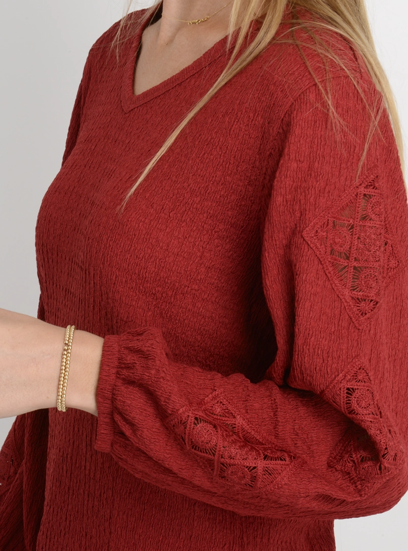 POLERA MANGA LARGA BRAYTON ROJO OSCURO - 5
