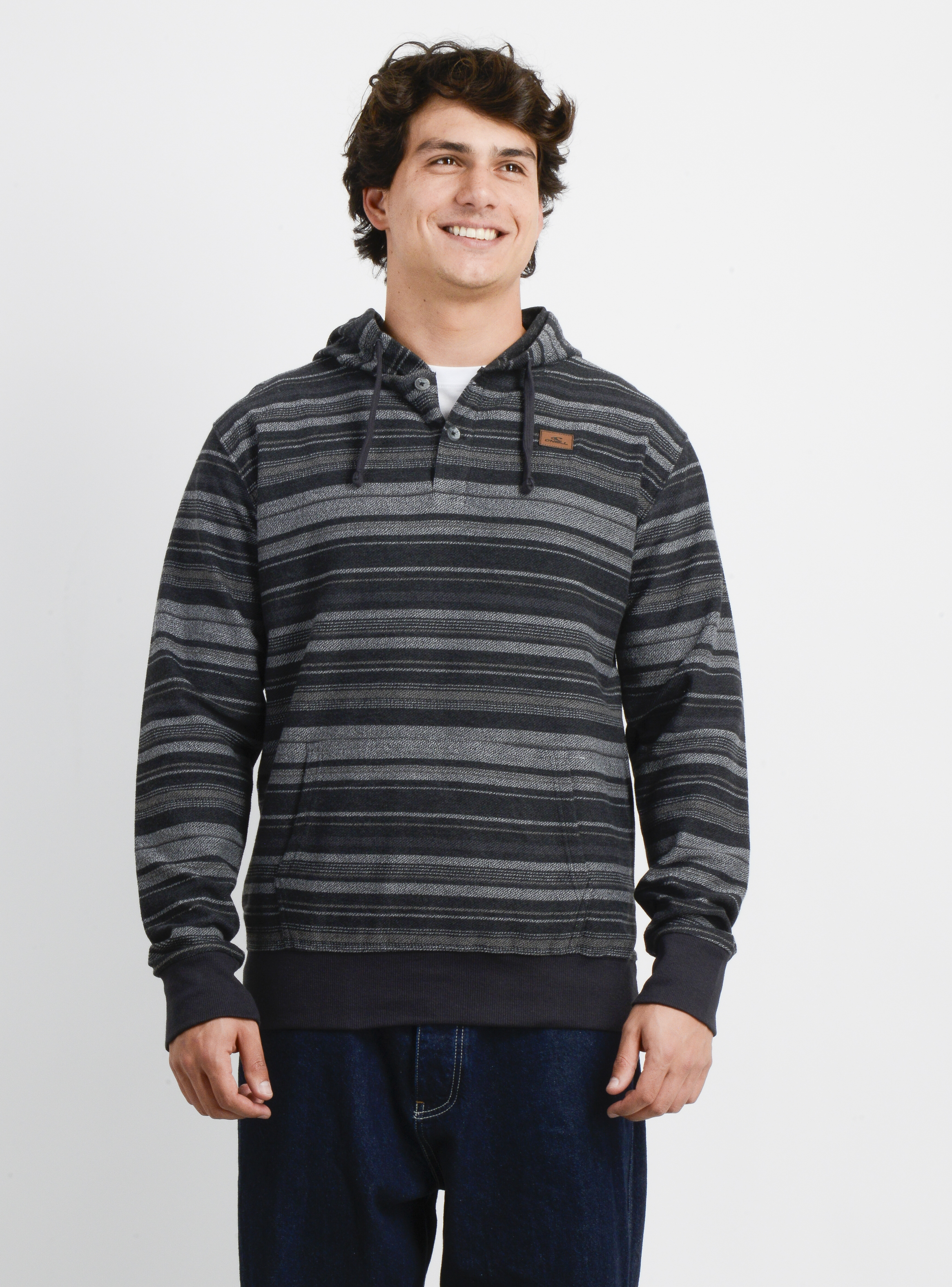 POLERON HOODIE BAVARO STRIPE II NEGRO - 1