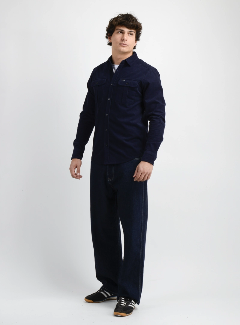 CAMISA MANGA LARGA CLINT AZUL OSCURO - 3