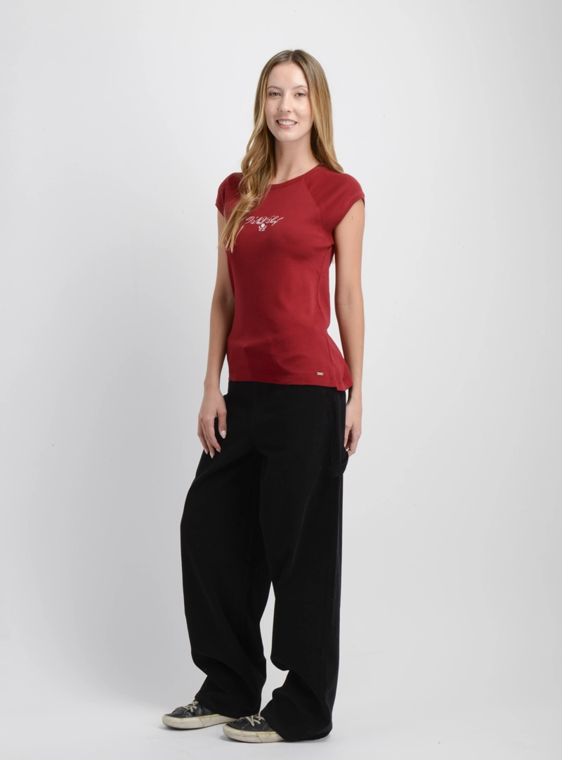 POLERA MANGA CORTA MONETTE ROJO OSCURO - 3