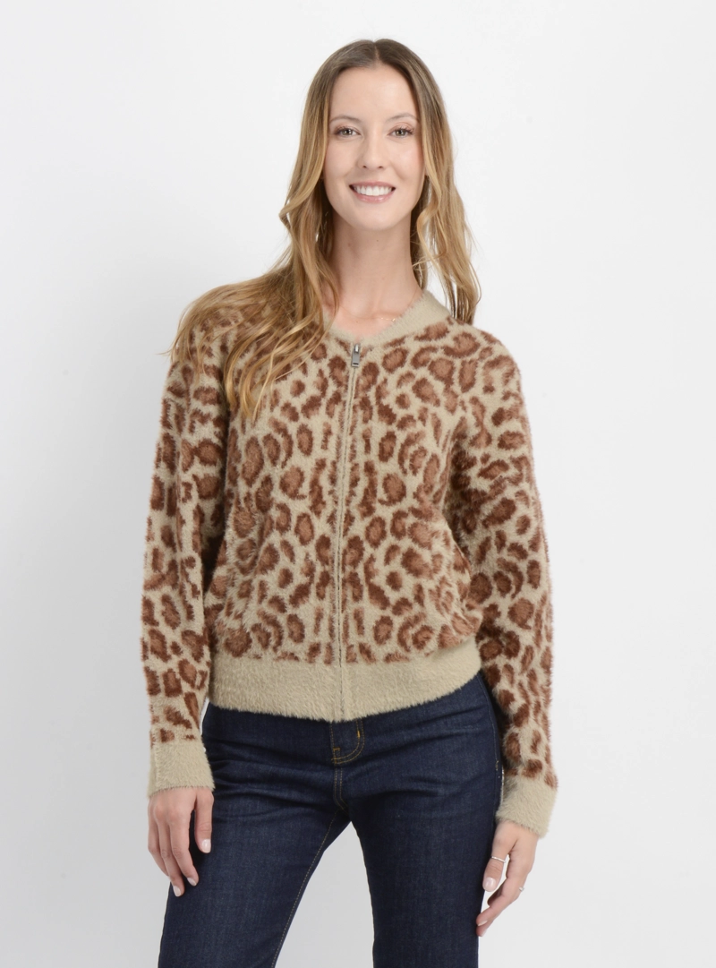 SWEATER CON CIERRE WILD CAFE CLARO - 1