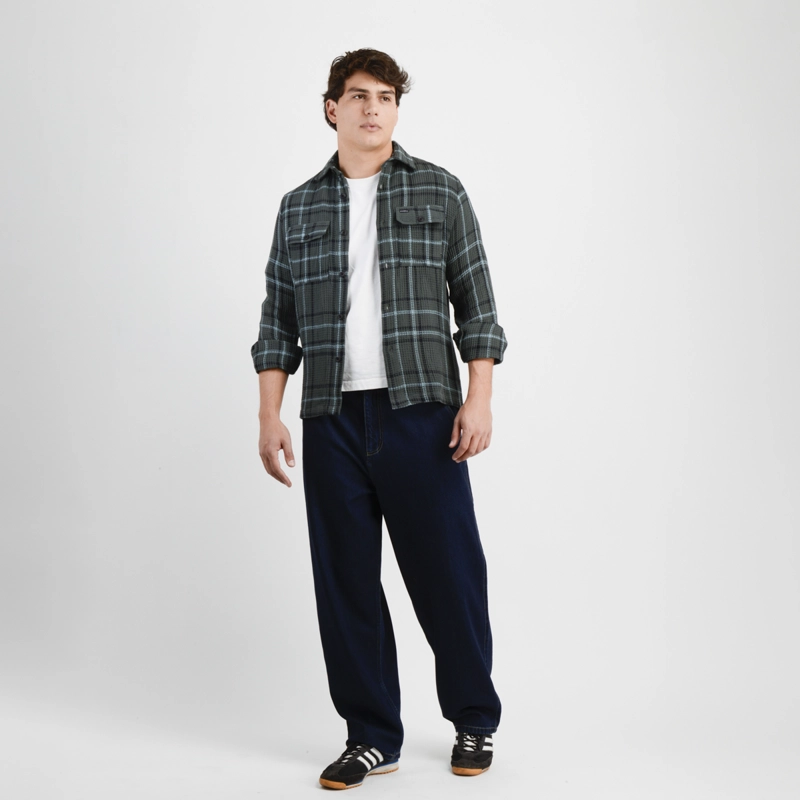 CAMISA MANGA LARGA WAFFLE CLAYTON VERDE OSCURO - 3