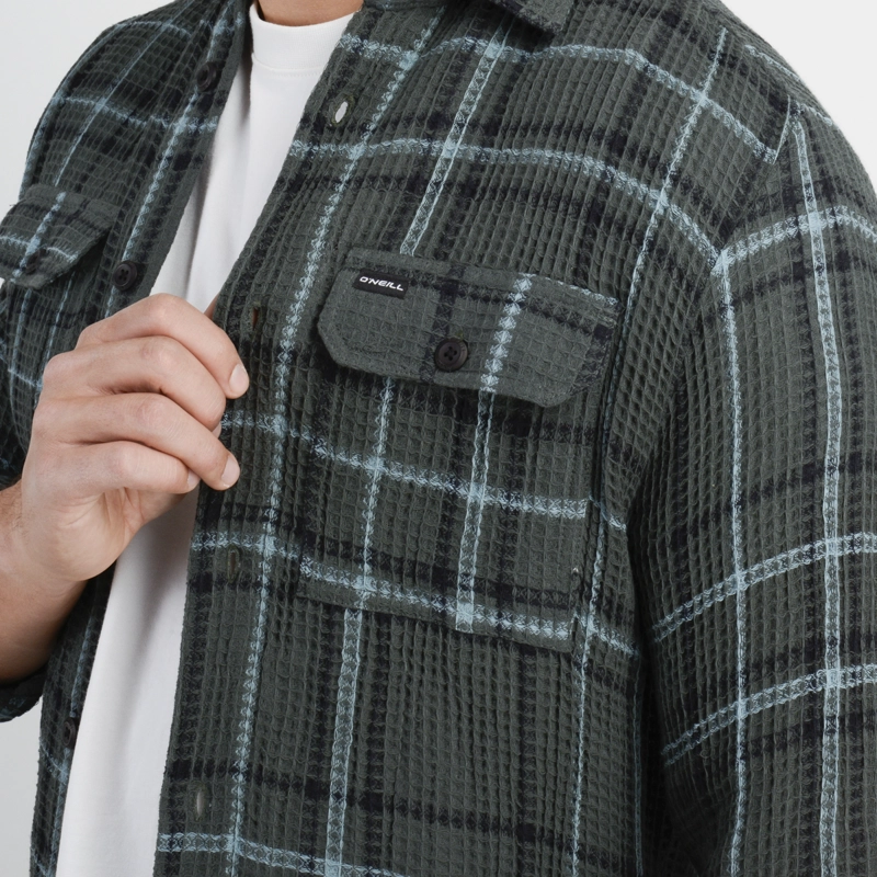 CAMISA MANGA LARGA WAFFLE CLAYTON VERDE OSCURO - 5
