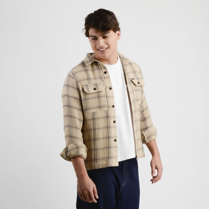 CAMISA MANGA LARGA WAFFLE REPUBLIC BEIGE - 4