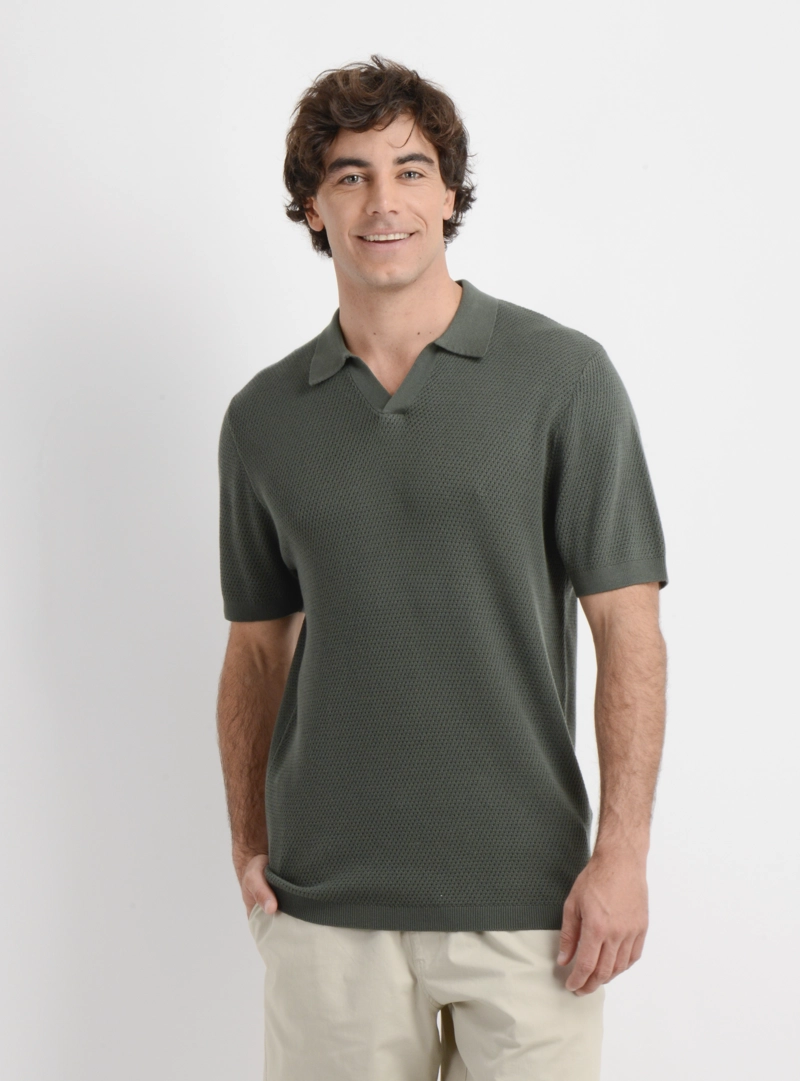 POLERA TEJIDA MANGA CORTA IRIE VERDE OSCURO - 1