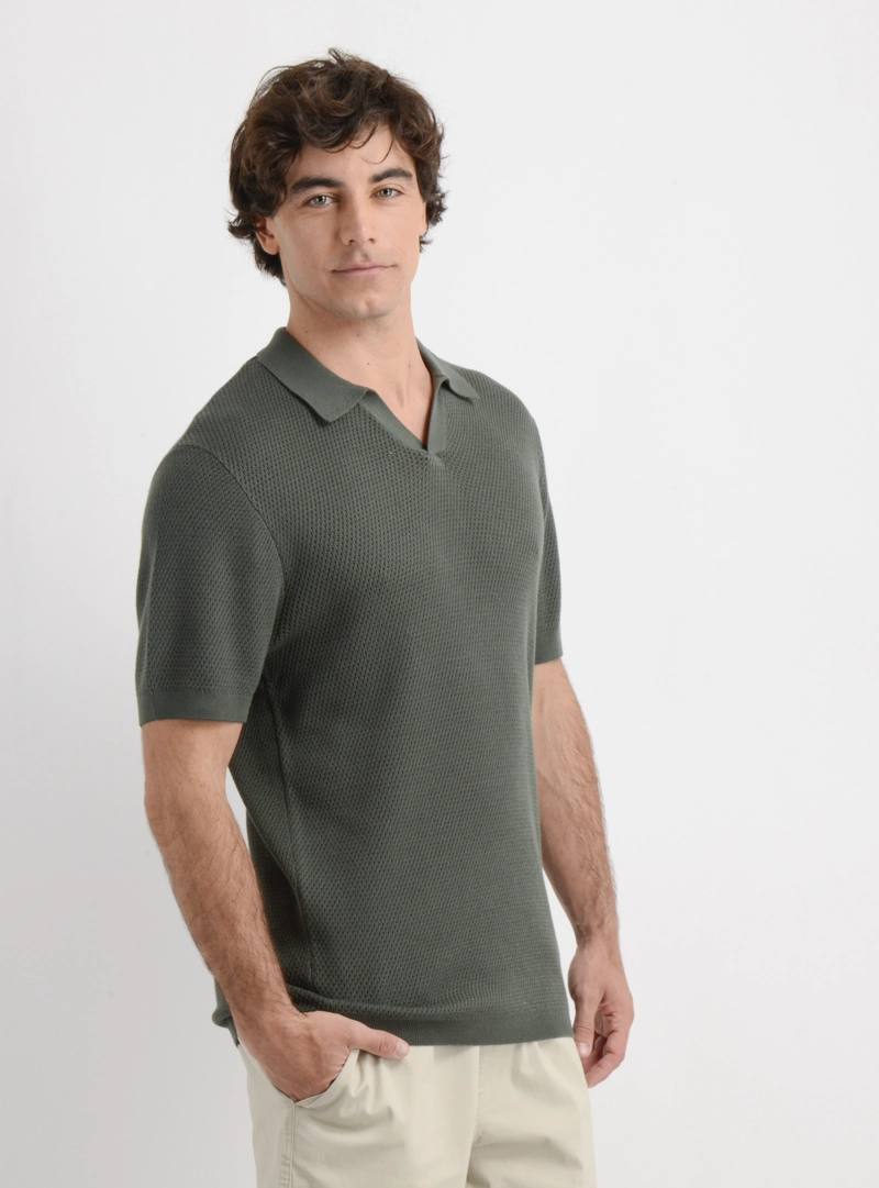 POLERA TEJIDA MANGA CORTA IRIE VERDE OSCURO - 4