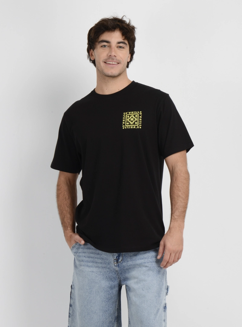 POLERA MANGA CORTA TILE  NEGRO - 1