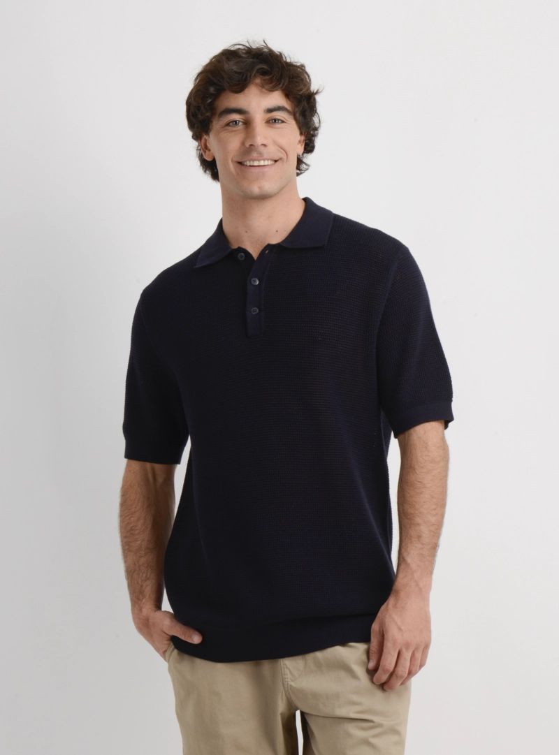 POLERA TEJIDA MANGA CORTA PRARIE AZUL OSCURO - 1