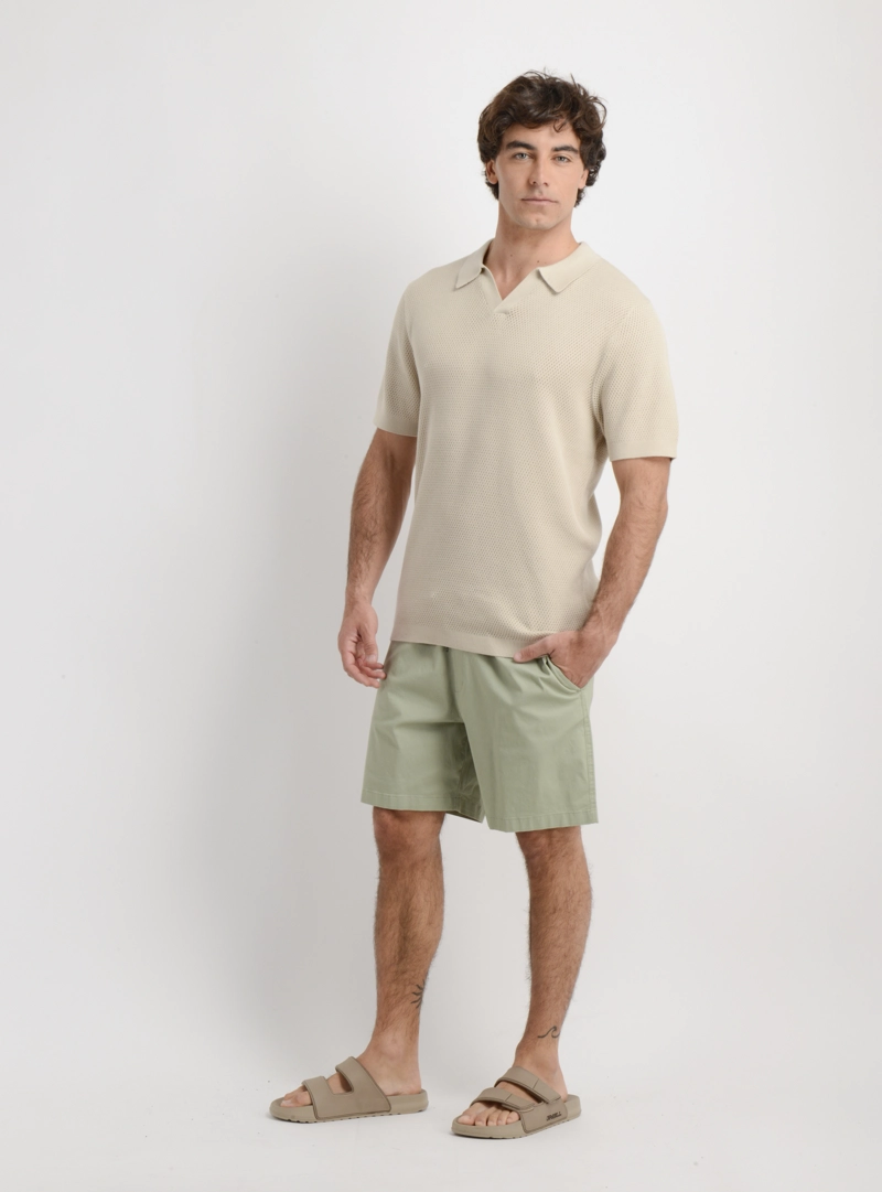 POLERA TEJIDA  MANGA CORTA IRIE BEIGE - 3