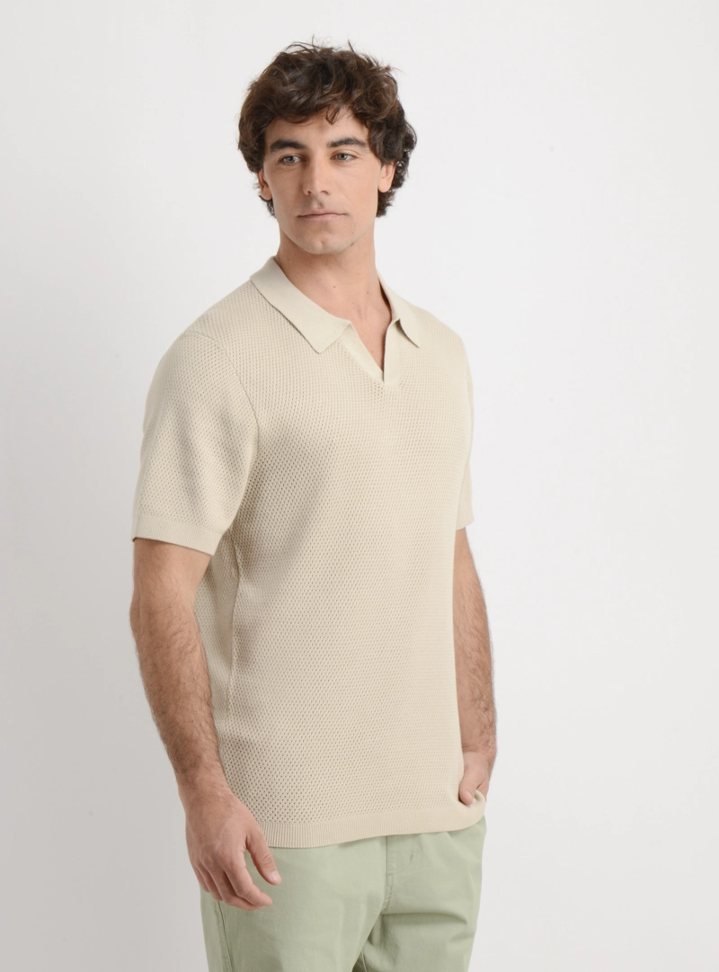 POLERA TEJIDA  MANGA CORTA IRIE BEIGE - 4
