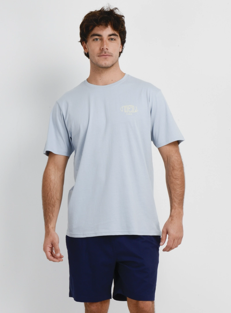 POLERA MANGA CORTA BOX BOARD  AZUL CLARO - 1