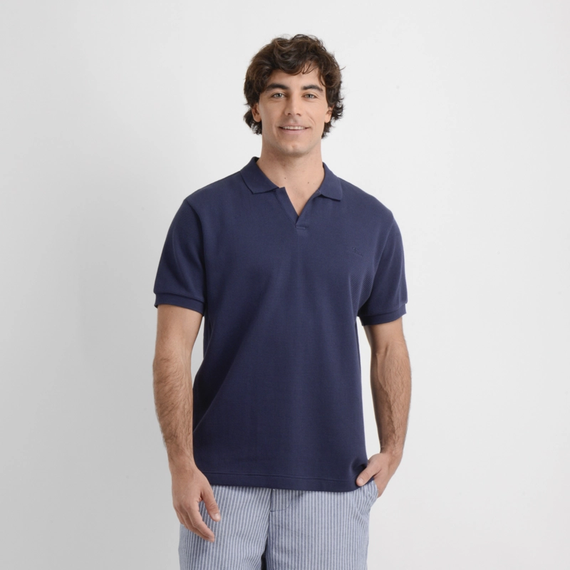 POLERA TEJIDA MANGA CORTA RIVERA II AZUL OSCURO - 1