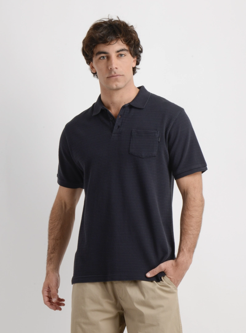 POLERA TEJIDA MANGA CORTA GASKET AZUL OSCURO M