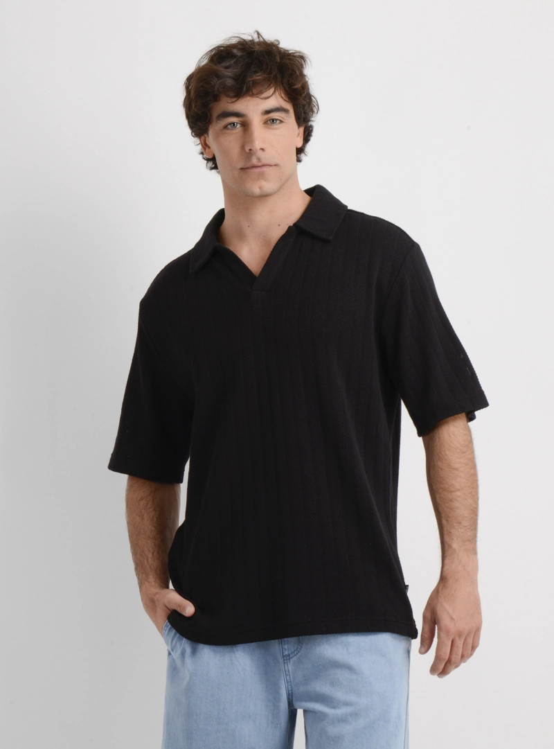 POLERA TEJIDA MANGA CORTA BODHI II NEGRO - 1