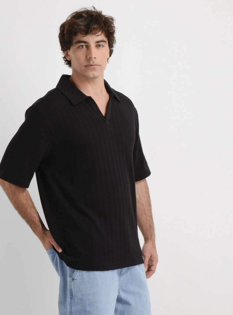 POLERA TEJIDA MANGA CORTA BODHI II NEGRO - 4