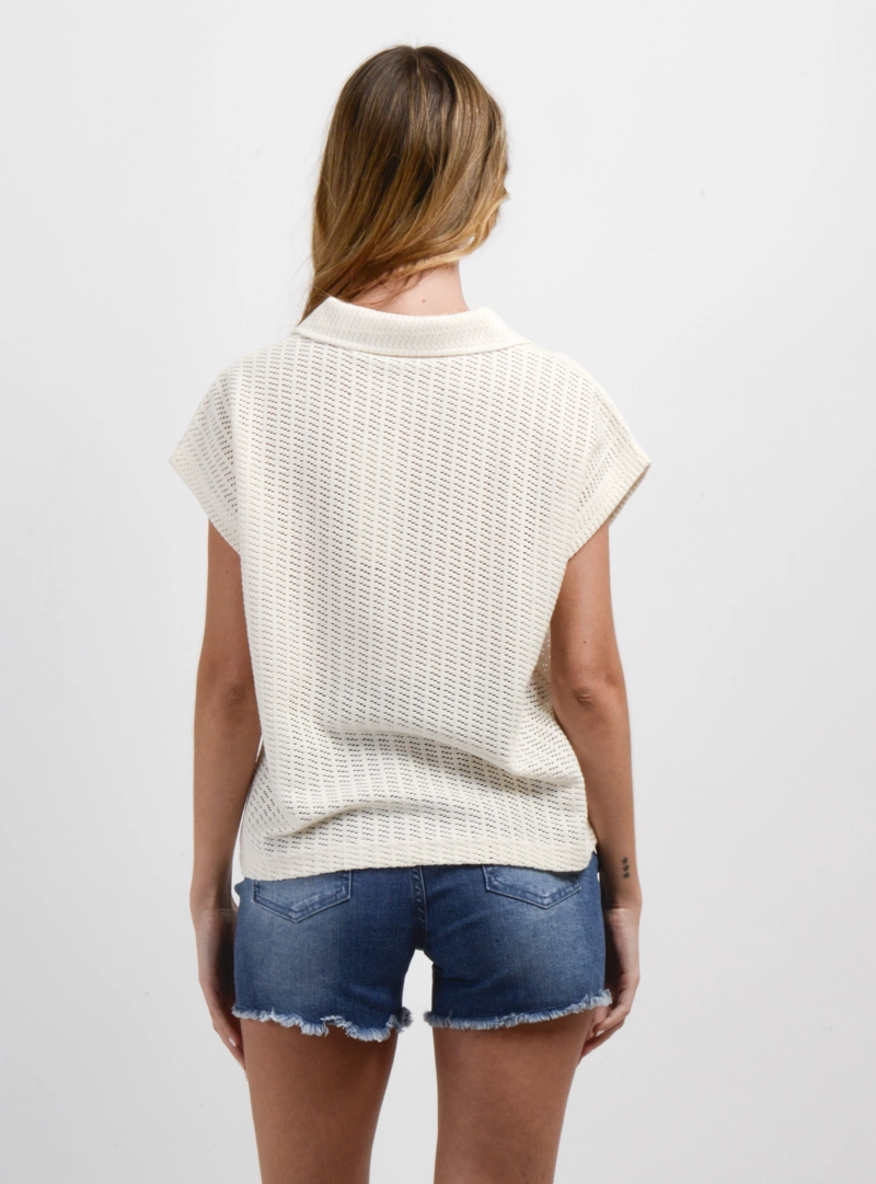 POLERA TEJIDA MANGA CORTA KYRA BEIGE CLARO - 2