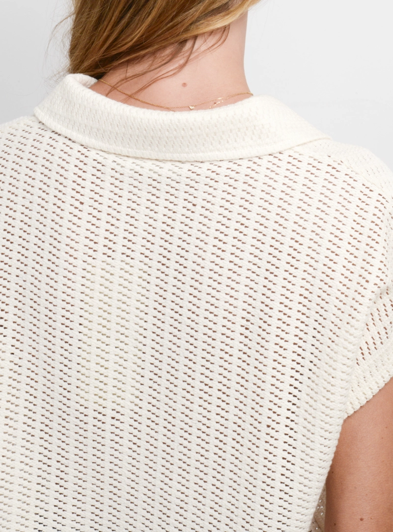 POLERA TEJIDA MANGA CORTA KYRA BEIGE CLARO - 6