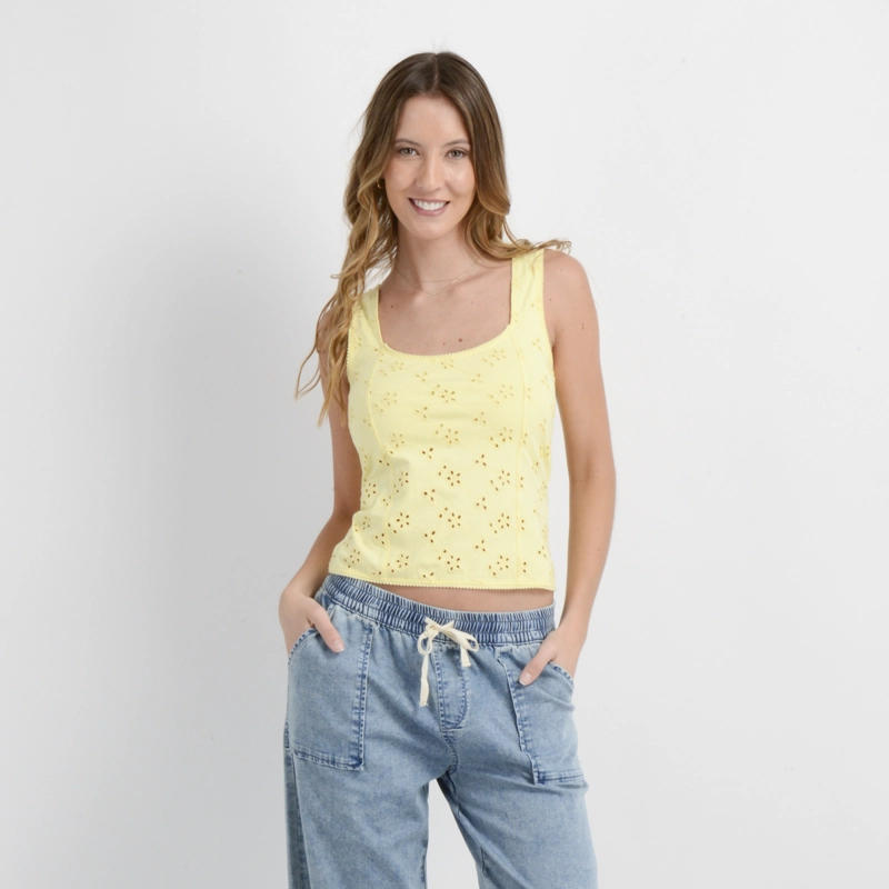 POLERA SIN MANGAS DELLIA AMARILLO CLARO - 1