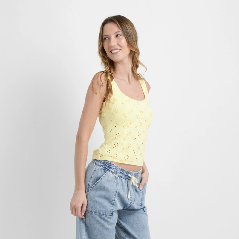 POLERA SIN MANGAS DELLIA AMARILLO CLARO - 4