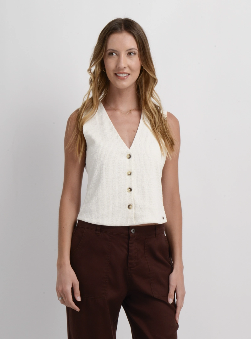 POLERA SIN MANGAS MAYLEE BEIGE CLARO - 1
