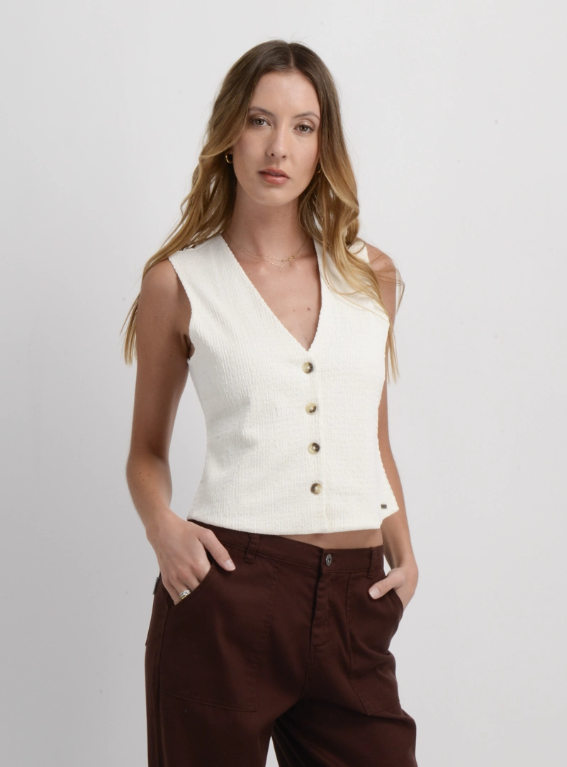 POLERA SIN MANGAS MAYLEE BEIGE CLARO - 4
