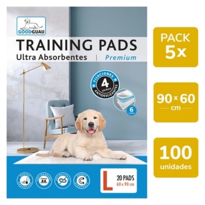 SABANILLAS DE ENTRENAMIENTO PERROS GOODGUAU PAÑAL 100 UNIDADES MASCOTAS 90 X 60 CM - 1