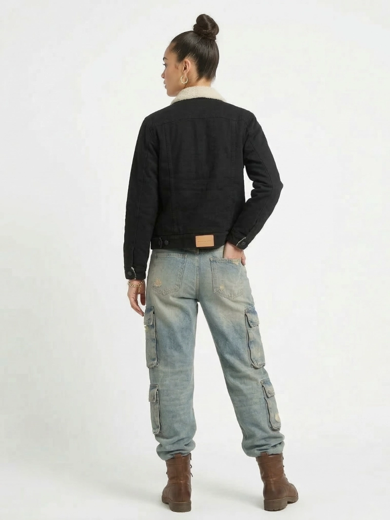 CHAQUETA MEZCLILLA JEANS CHIPORRO SHERPA MUJER - 3