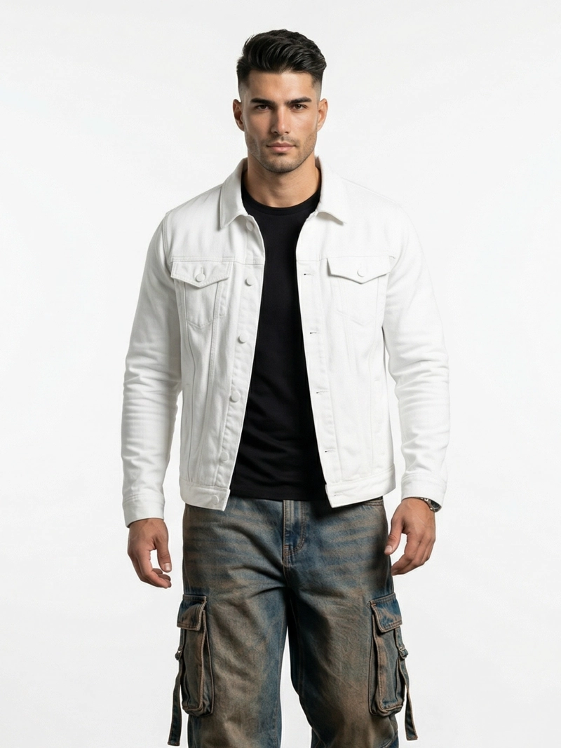 CHAQUETA MEZCLILLA BLANCA HOMBRE - 1