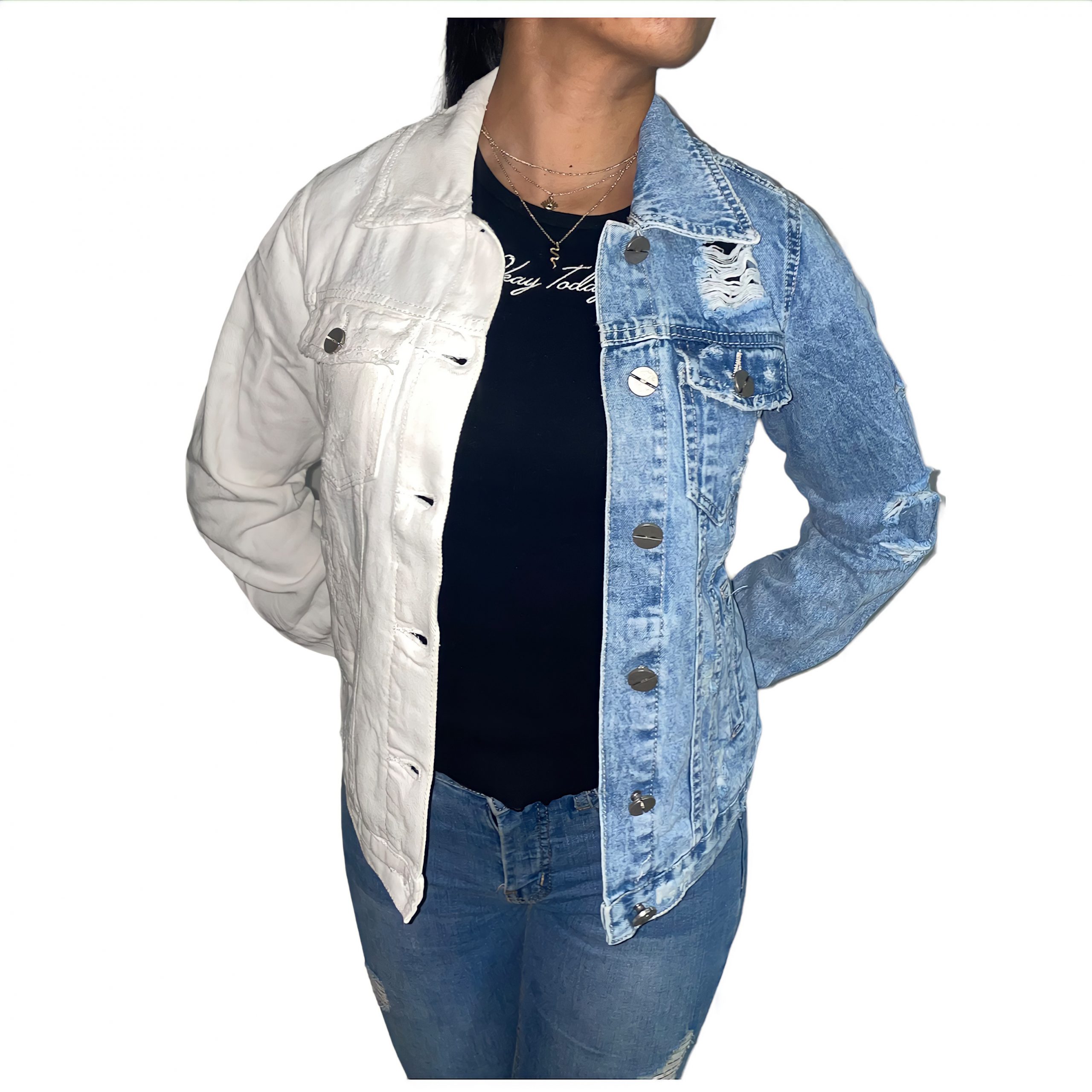 CHAQUETA MEZCLILLA JEANS BICOLOR WOMAN MUJER AZUL - 2