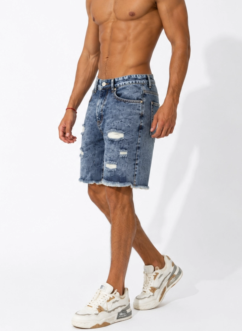 SHORT DENIM DESTROYED HOMBRE AZUL - 2