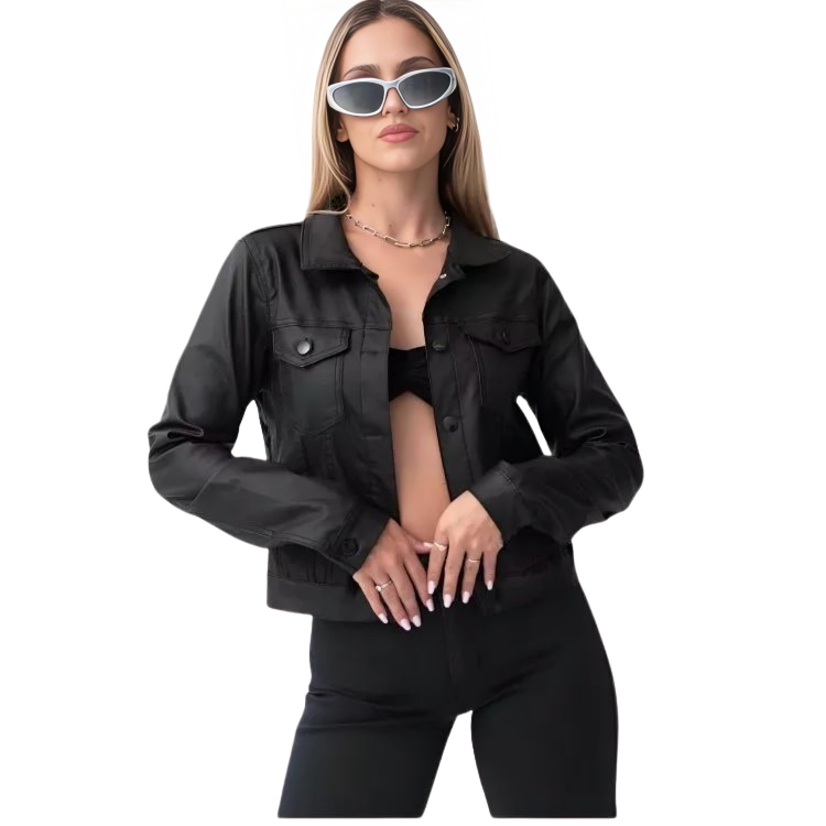 CHAQUETA CLASICA ECOCUERO MUJER - 1