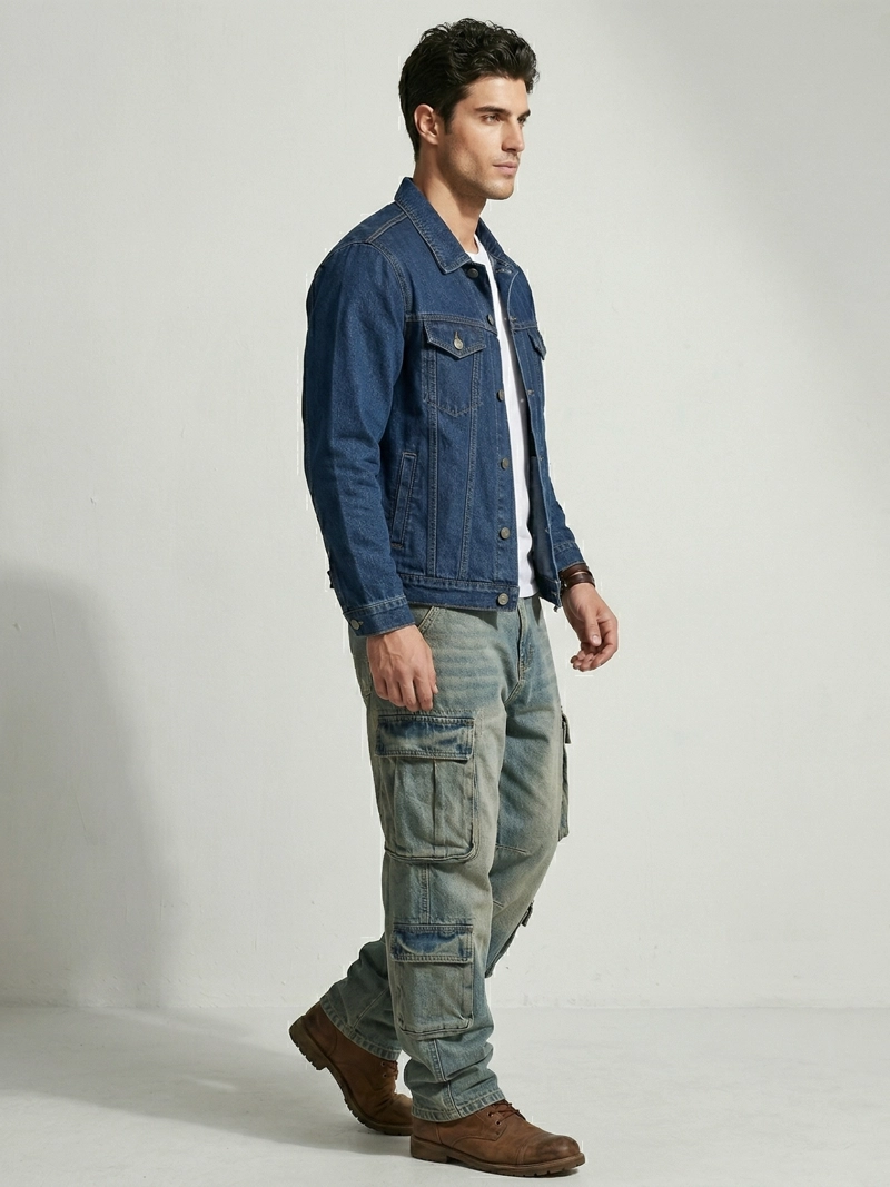 CHAQUETA JEANS MEZCLILLA AZUL CLASICO HOMBRE - 2