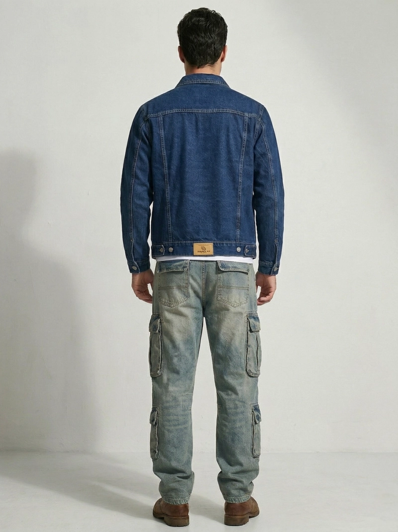 CHAQUETA JEANS MEZCLILLA AZUL CLASICO HOMBRE - 3