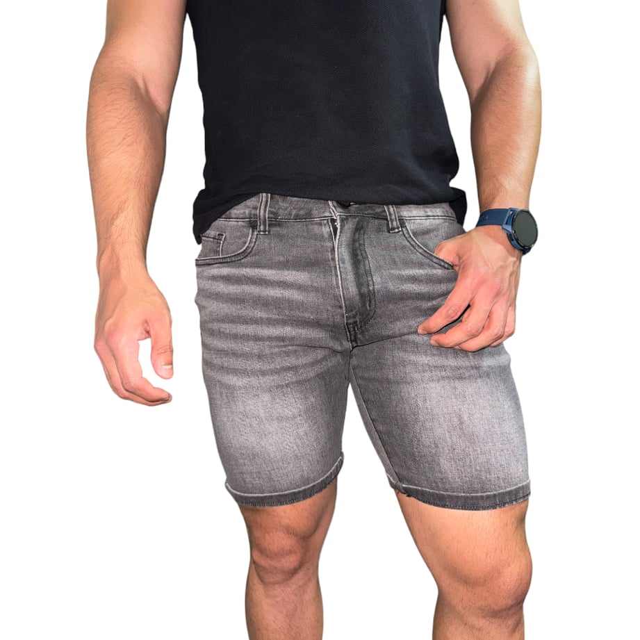 SHORT JEANS ALGODÓN HOMBRE BOSSY GRIS FOCALIZADO - 1