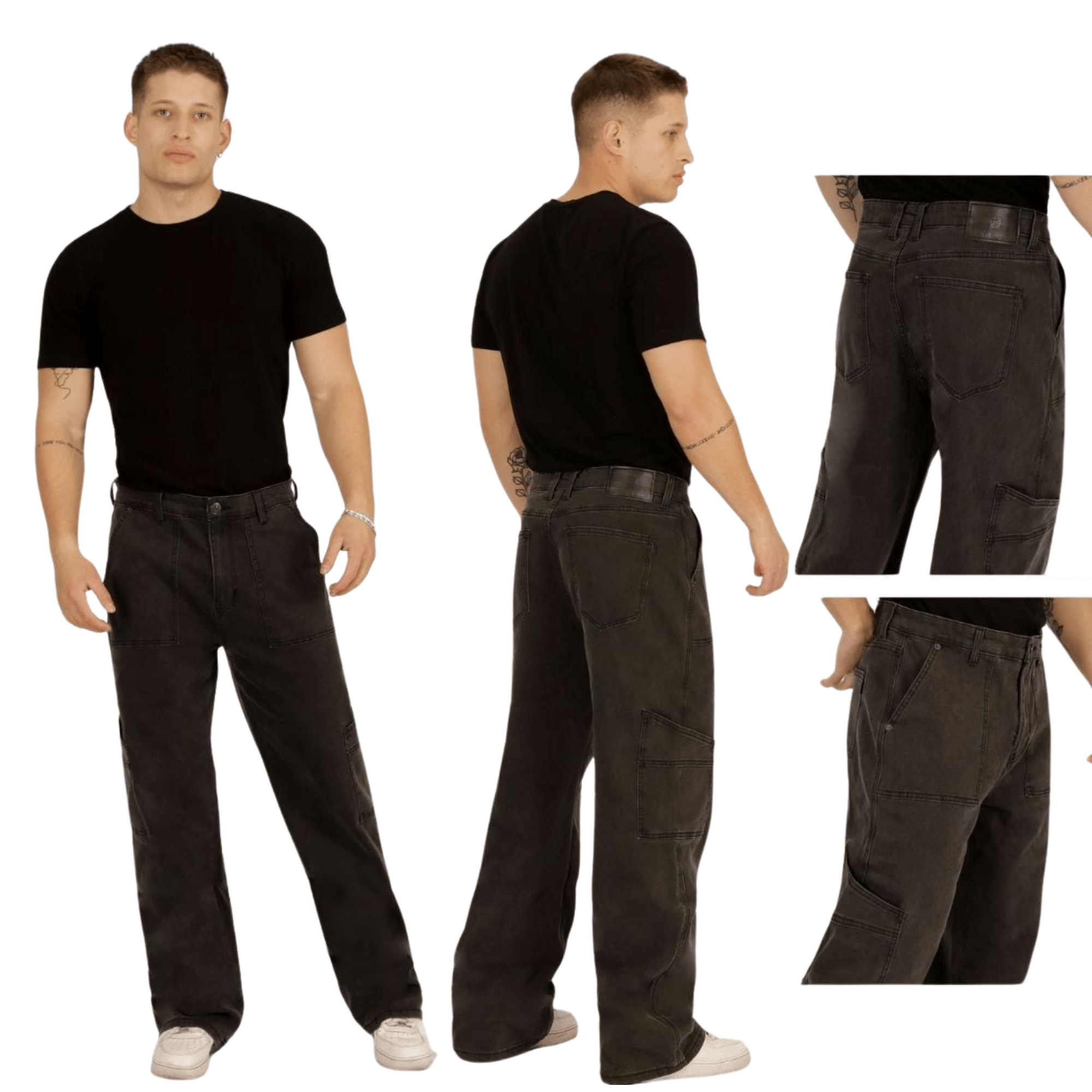 PANTALON JEANS OVERSIZE CARGO HOMBRE - 1