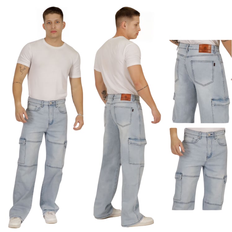 PANTALON JEANS OVERSIZE CARGO WIDELEG HOMBRE - 1