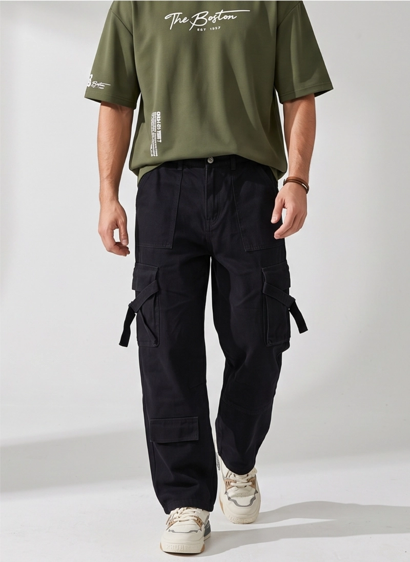 PANTALON JEANS OVERSIZE CARGO WIDELEG HOMBRE - 1