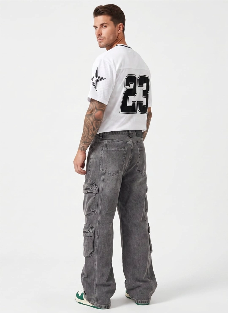 PANTALON JEANS OVERSIZE CARGO WIDELEG HOMBRE - 3