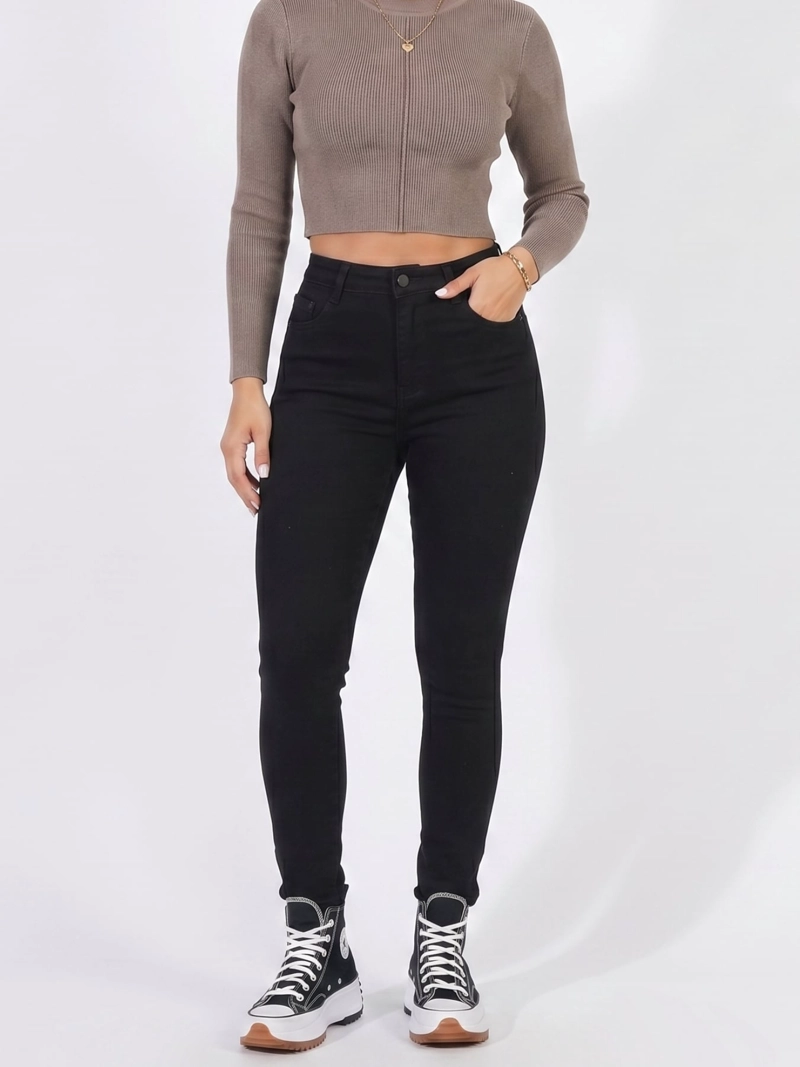 JEANS PANTALON SKINNY FORRO POLAR MUJER - 1